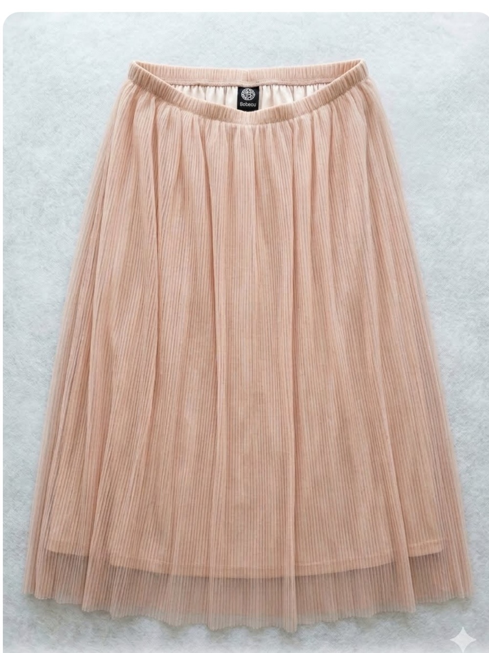 bobeau Women’s Pleated Tulle Midi Skirt - Light Blush - bridal - romantic